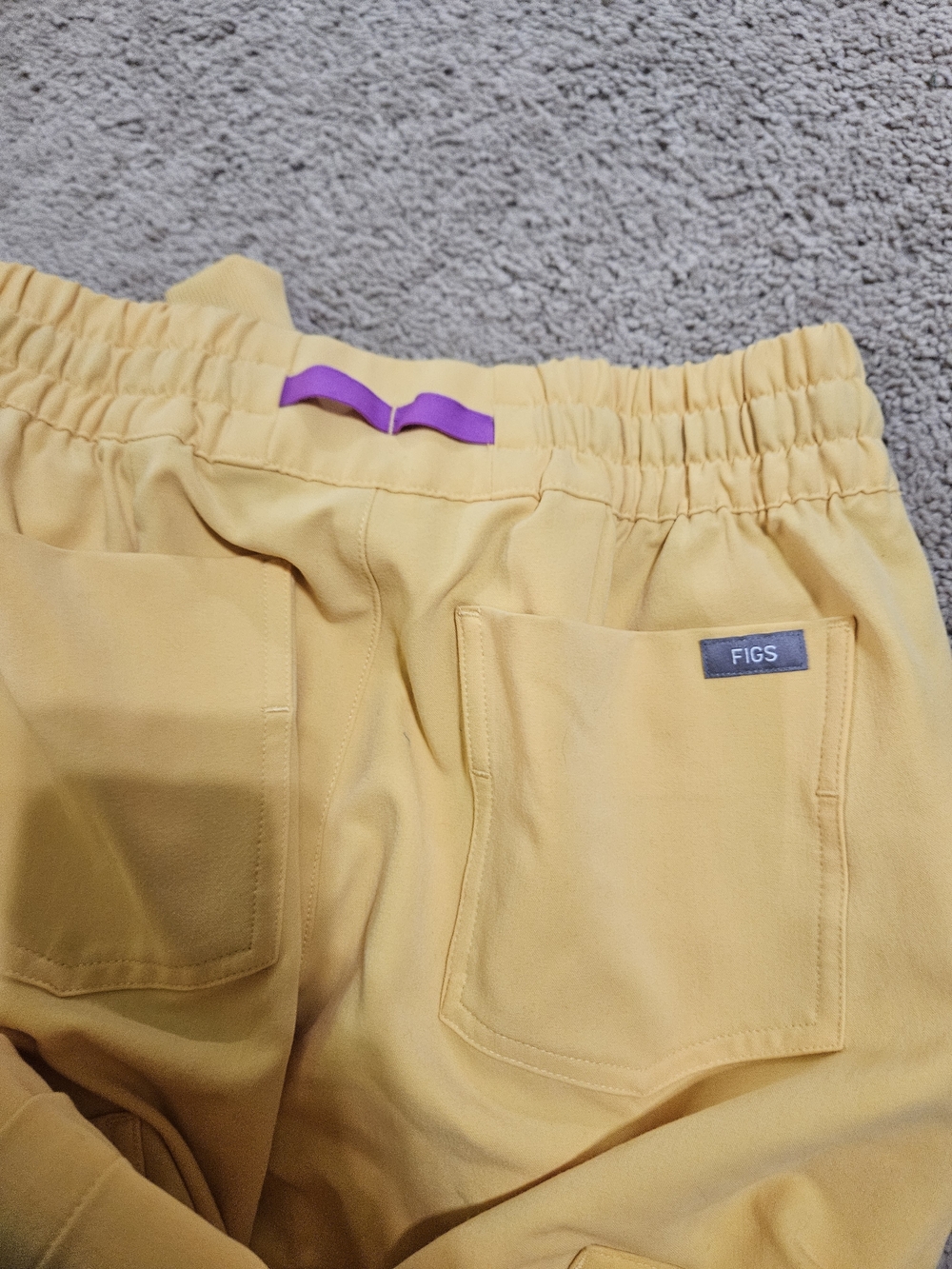 Figs Mustard Yellow Drawstring Jogger Pants with Purple Tie - Picture 2 of 8